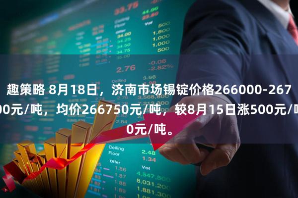 趣策略 8月18日，济南市场锡锭价格266000-267500元/吨，均价266750元/吨，较8月15日涨500元/吨。